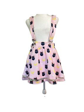 NWT Hot Topic Sailor Moon Anime Suspender Skirt Luna Cat AOP Magical Girl Sz SM